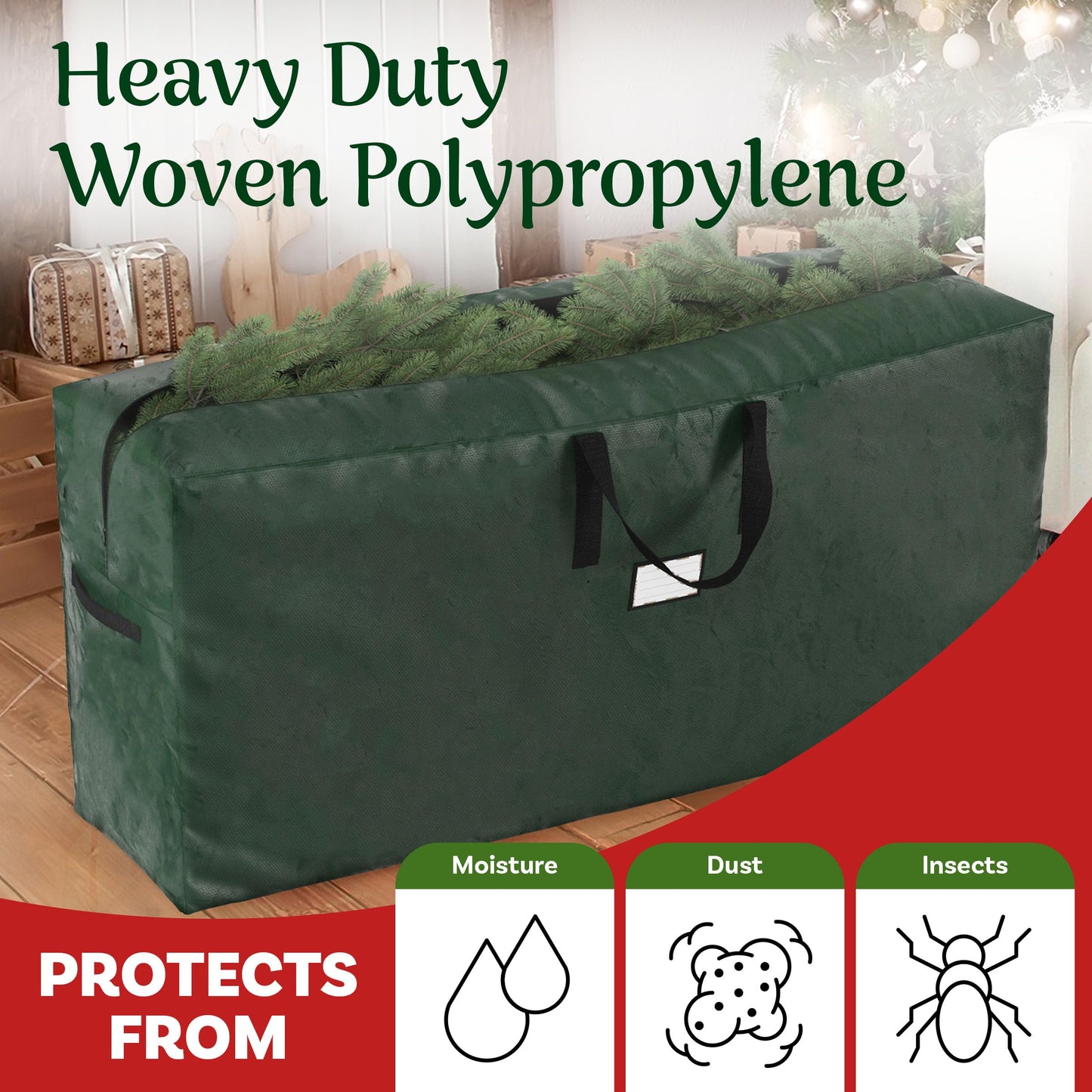 Christmas Tree Storage Bag - Storage Bags for 9FT Disassembled Artificial Trees,Seasonal Decor,Packing,Moving,and Home Organizer by Elf Stor (Green),(Pack of 2)
