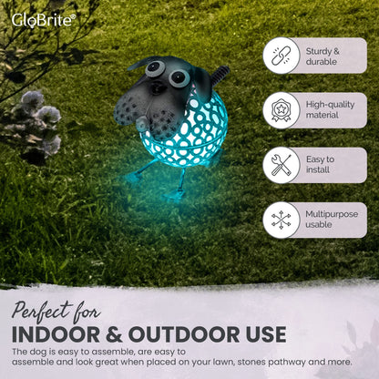 GloBrite Colour Changing LED Garden Metal Scroll Solar Light - Ornament Decoration Patio Light (Dog)
