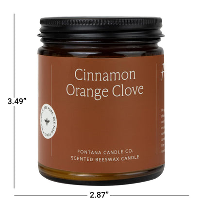 Fontana Candle Co Wood Wick Beeswax Jar Candle, Cinnamon Orange Clove – Made Safe with Coconut Oil & Pure Essential Oils – 35+ Hrs Clean Burn, Long Lasting and Non-Toxic Candles for Home & Room Decor