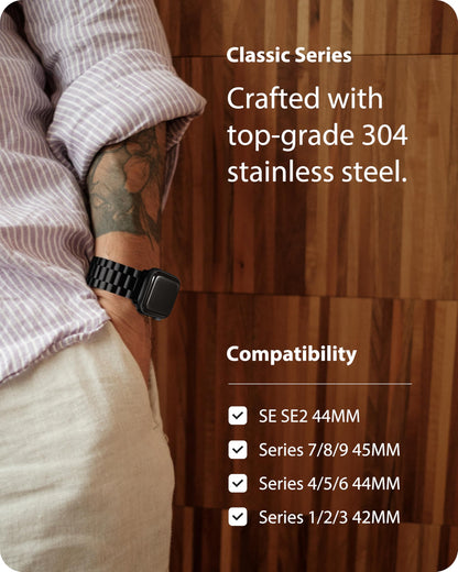 Fullmosa Compatible with Apple Watch Straps 44mm 46mm 45mm 49mm 42mm 41mm 40mm 38mm, Metal Stainless Steel Replacement Bands for iWatch Ultra SE 3 2 1 Series 11 10 9 8 7 6 5 4, Black & Protective Case