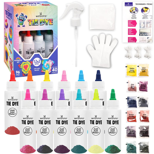 12 Colors Tie Dye Kit, Tie Dye Set for Kids, Pre-Filled Tye Dye Bottles, Non Toxic Permanent Fabric Dye Art Set, Easy DIY Fabric Art - Create Fun