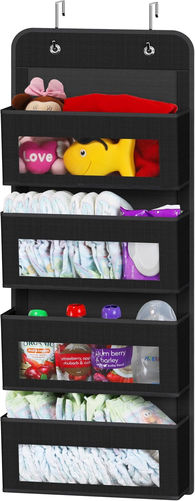 Simple Houseware 4 Clear Window Pocket Over Closet Door Storage Hanging