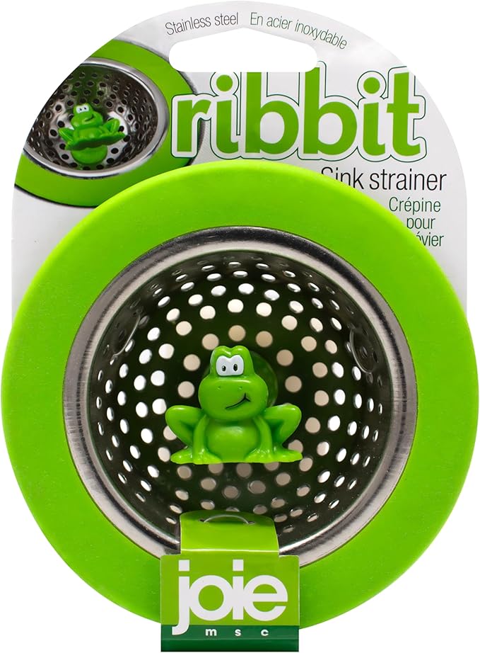 Joie Ribbit Kitchen Sink Strainer Basket, Fits All Standard Sinks, Stainless