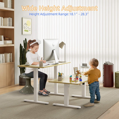 YIHAYO Low Height Adjustable Desk, Lifts 18.1-28.3 Inches, Electric Standing Desk for Short People, 48 x 24 Inches Computer Table with Splice Board for Home Office, Natural