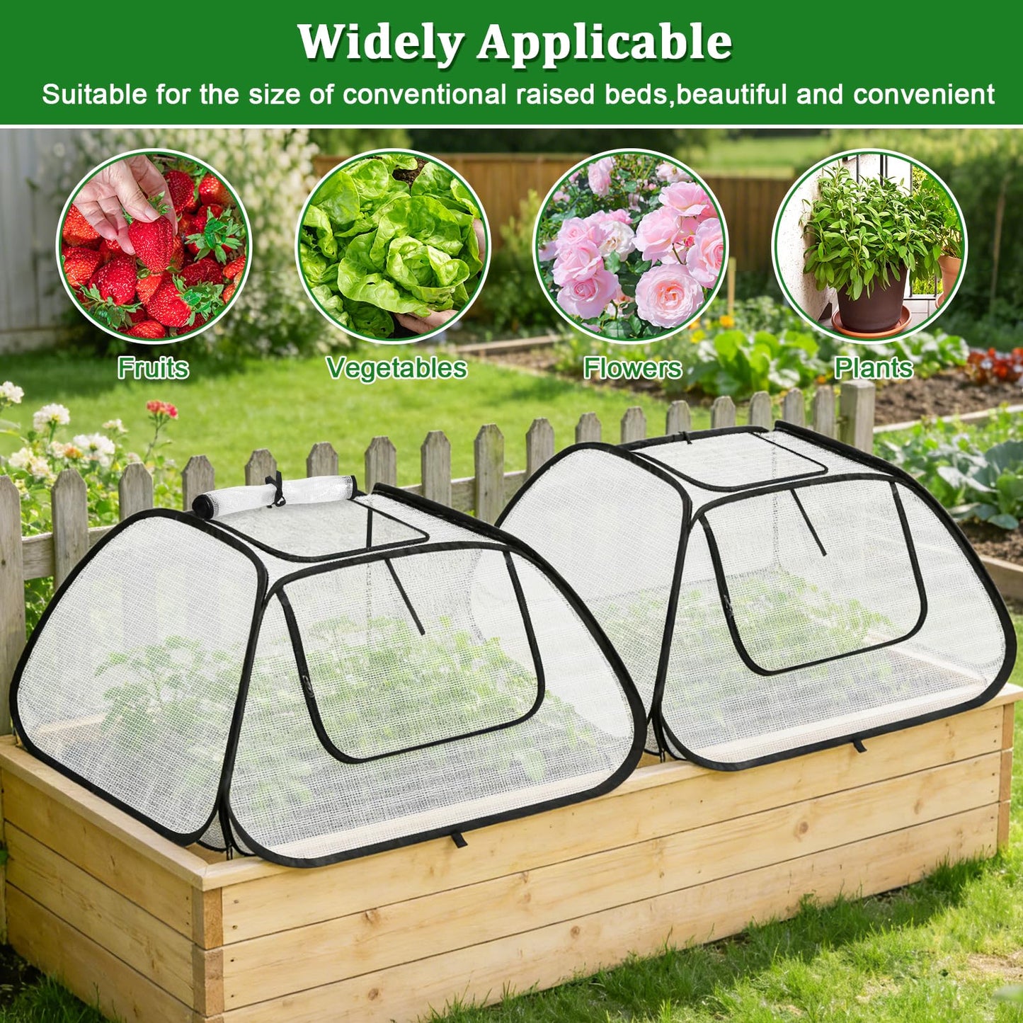 2 Pack Garden Covers for 6x3ft Raised Beds - Garden Row Plants Cover Accelerator, Freeze Protection Greenhouse Cover for Raised Garden Beds Protecting Seedlings Fruits Vegetable Rows