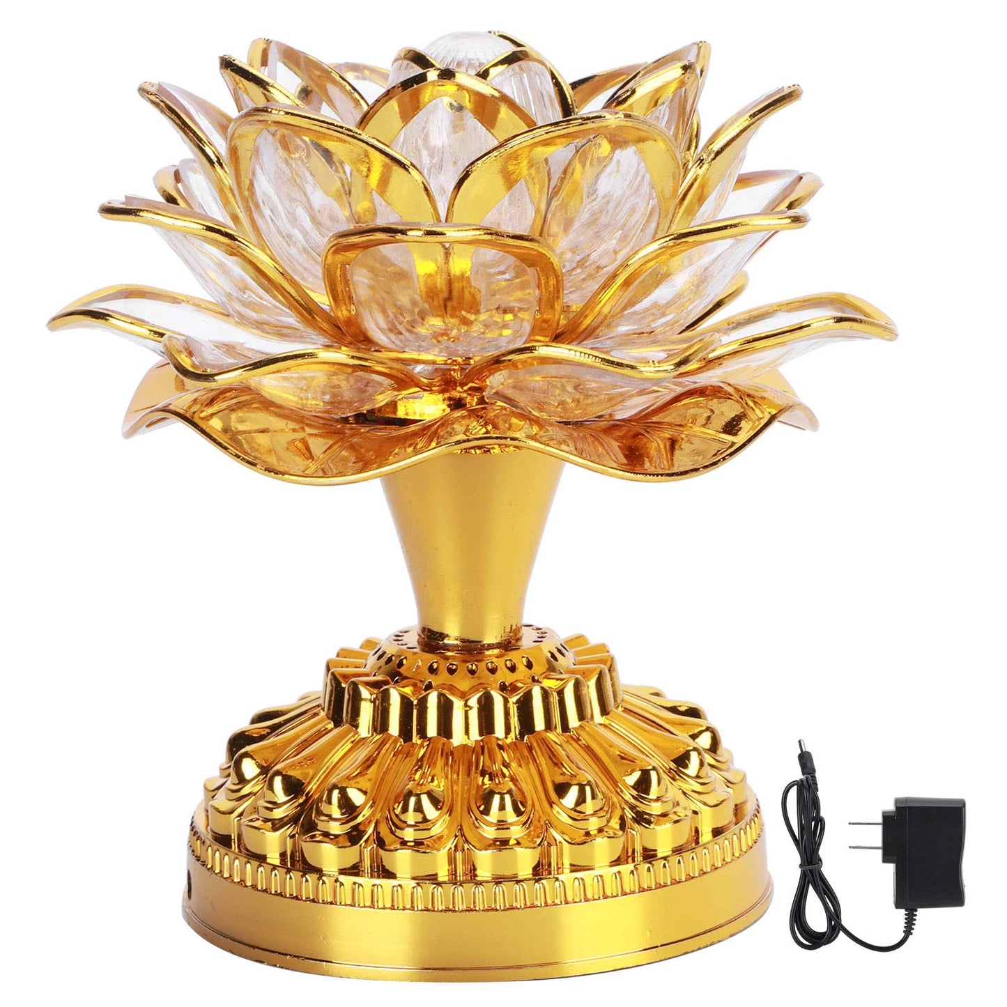 Zerodis Buddhist Lamp 7 Color LED Lotus Lamp with Automatic Color Shift Golden Buddha Night Light for Home Office Yoga Studio (Batteries Not Included)
