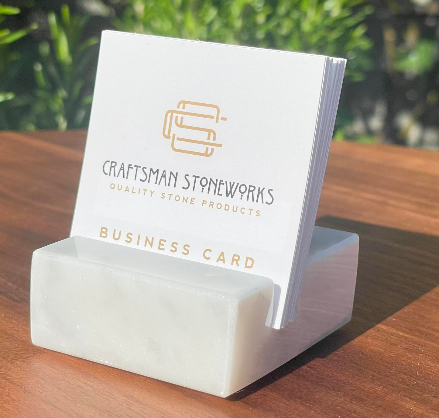 NIANWUDU Miscellany Square Business Card Holder White Carrara Marble