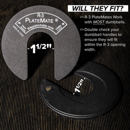 PlateMate 1.25 Lb each R-3 Micro Loading Weight Plates Use with Metal, Rubber, Vinyl or Urethane Dumbbells (Two Pair)