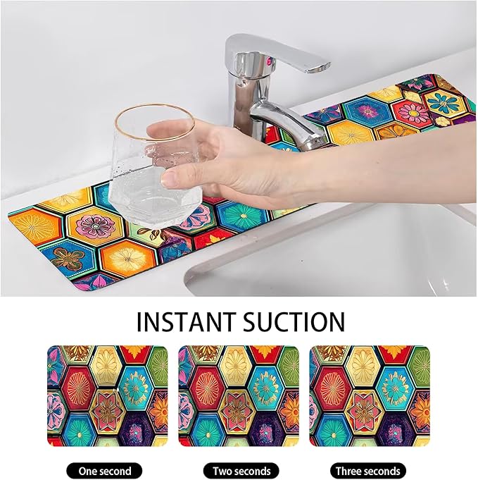 Bimkole 2 PCS Faucet Absorbent Mat, Kitchen Faucet Sink Splash Guard Wraparound