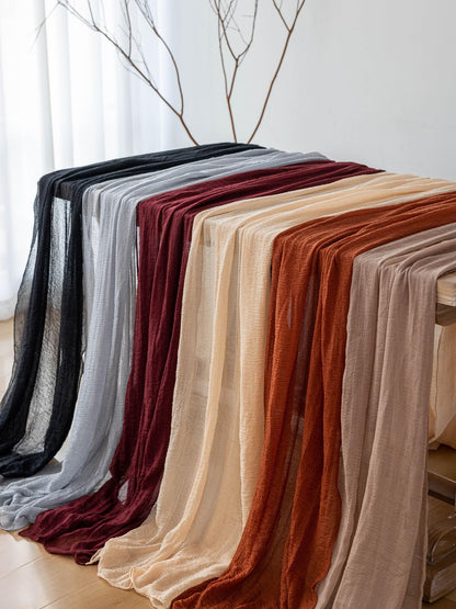 Keketoarrange Burgundy Christmas Table Runner Decor Red Cheesecloth Gauze 120 Inch 10 FT Rustic Boho Cheese Cloth Runner for Wedding Baby Bridal Shower Party Long Sheer Home Christmas Decorations