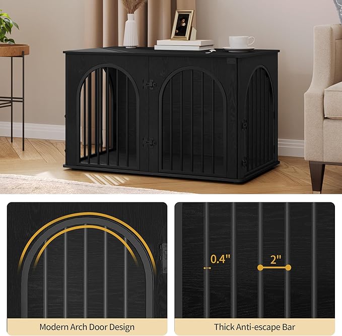Hzuaneri 39.4" Wooden Dog Crate Furniture, Indoor Dog Kennel Dogs Cage