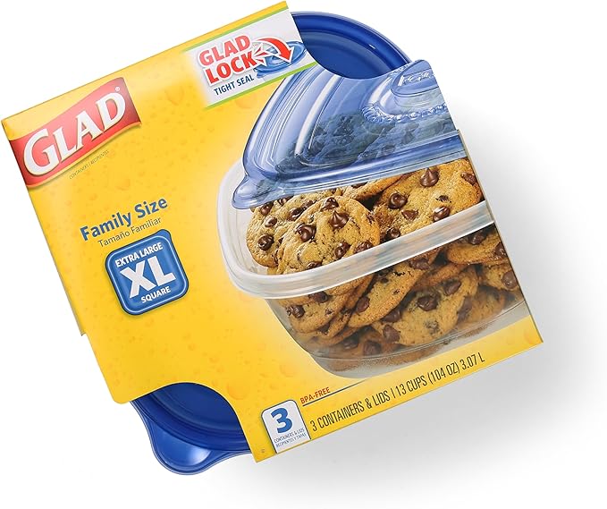 Glad GladWare XL Square Food Storage Containers, Family Size Meal Container