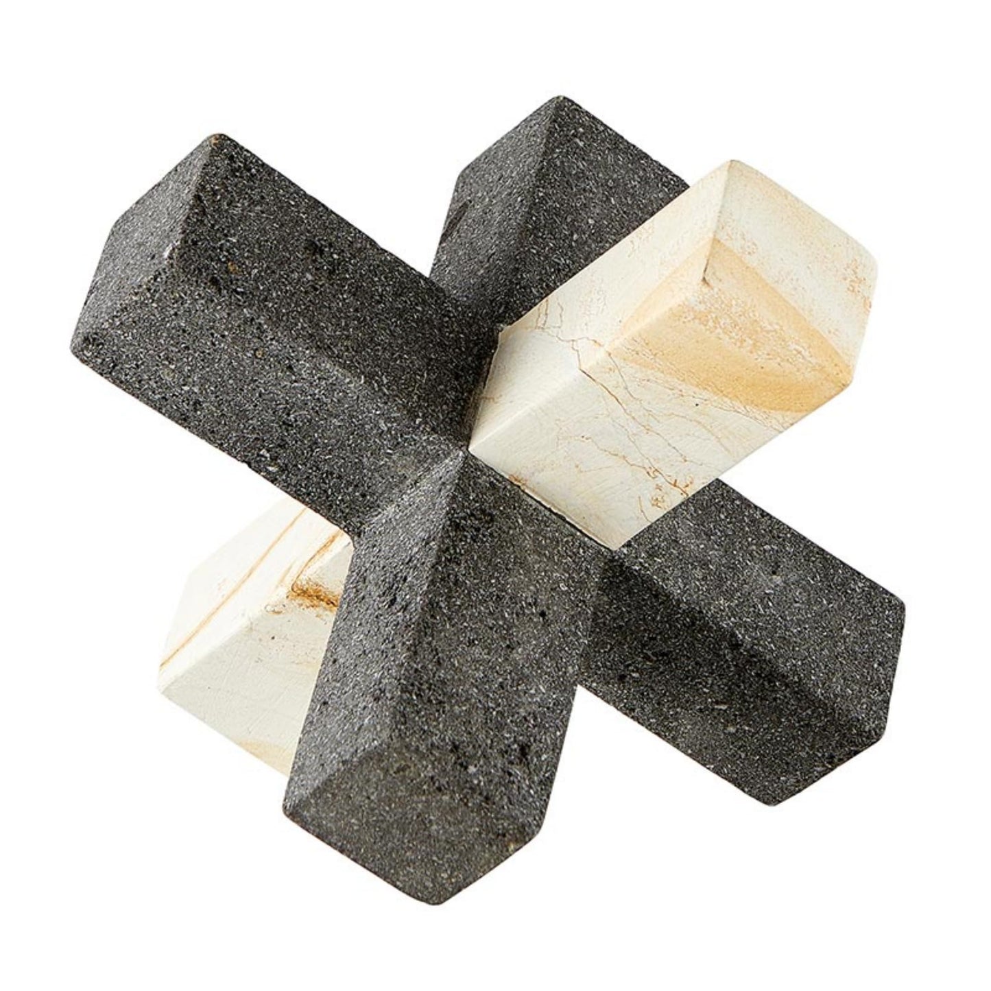 47th & Main Bowie Stone Figurine Modern Décor for Coffee Table, 8" L x 7" W x 6.5" H, Grey/White
