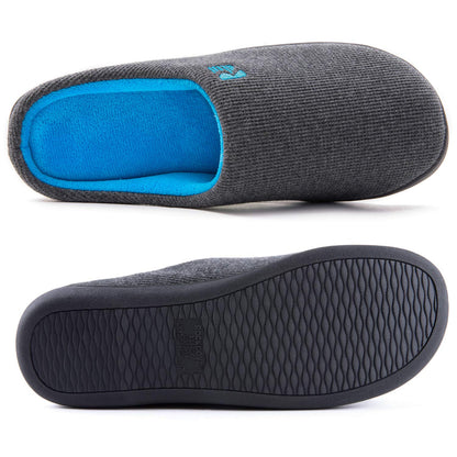 RockDove Men's Original Two-Tone Memory Foam Slipper, Size 8/9 UK Men, Dark Grey and Blue