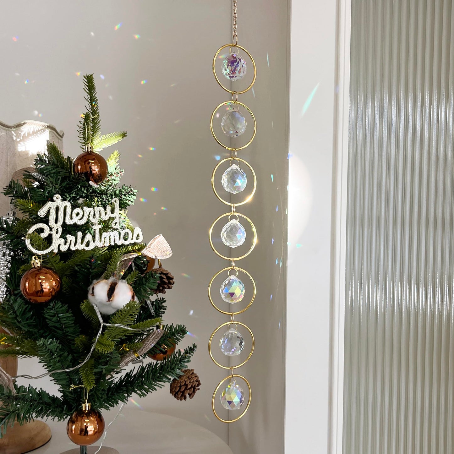 7 Chakra Crystal Suncatcher, AB Color, 30mm Crystal Ball Healing Suncatcher