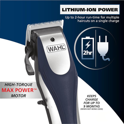 Wahl Lithium Ion Pro Rechargeable Cordless Hair Clippers for Men, Woman, & Children with Smart Charge Technology for Convenient at Home Haircutting - Model 79470
