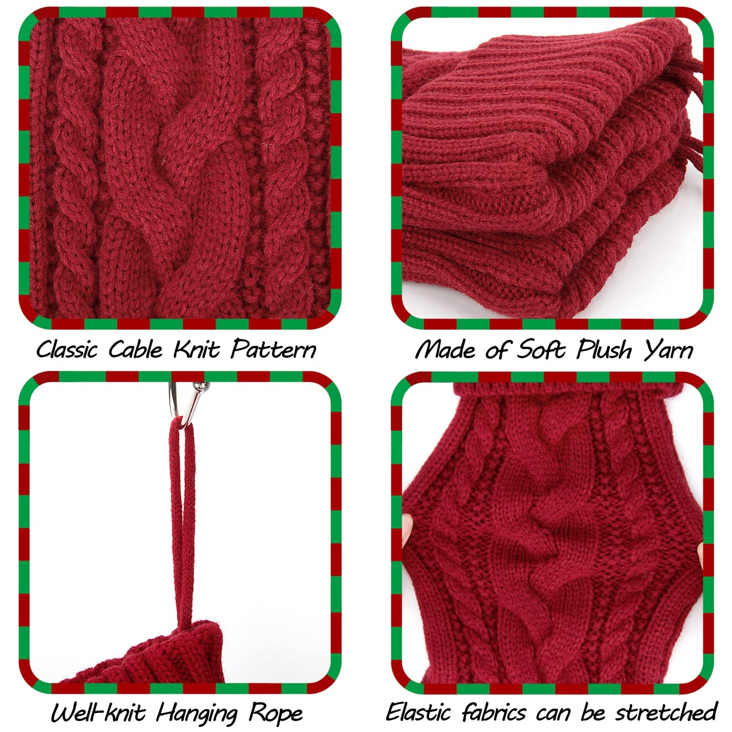 KaKaPops Christmas Stockings, 18 Inches Knit Christmas Stockings Xmas Hanging Stockings for Family Christmas Decorations