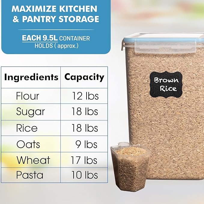 Shazo 2 PC Extra Large Bulk Food Storage Containers