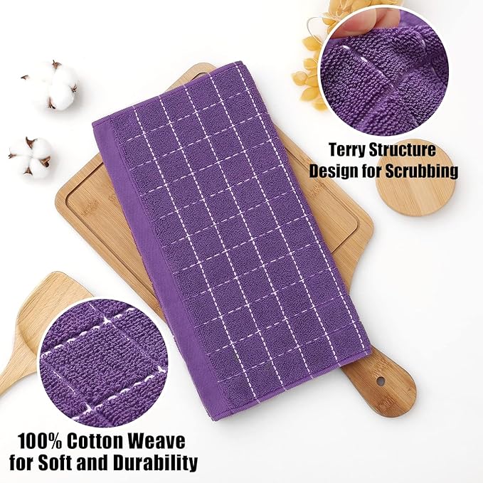 Homaxy 100% Cotton Terry Kitchen Dish Cloths, Ultra Soft and Absorbent Dish