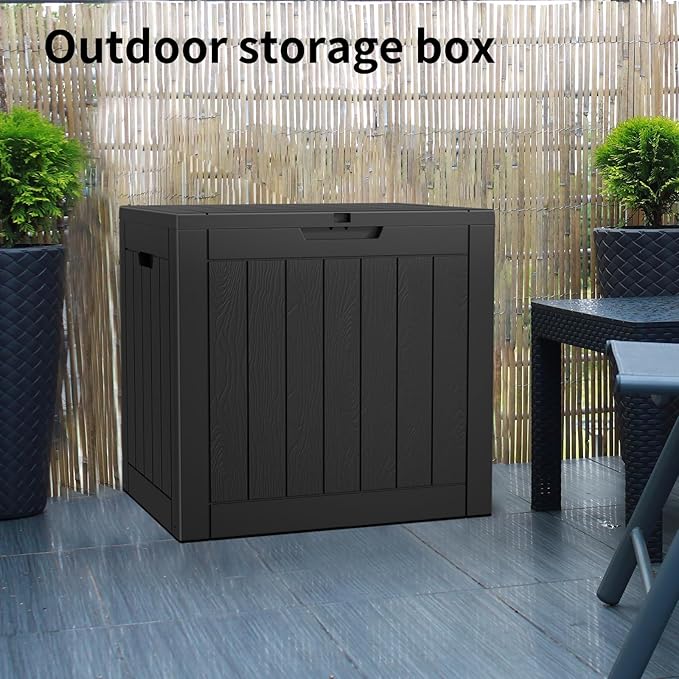 EasyUp 31Gallon Outdoor Deck Box Waterproof,Indoor and Outdoor Storage Box,Resin Storage Bin for Patio Furniture Cushions Garden Tools,UV Resistant（Black）