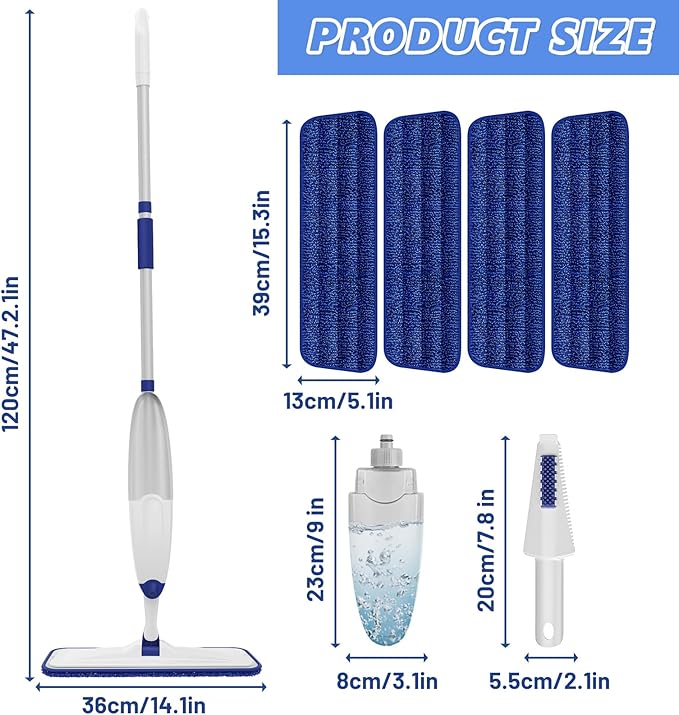 HOMTOYOU Microfiber Flat Mop