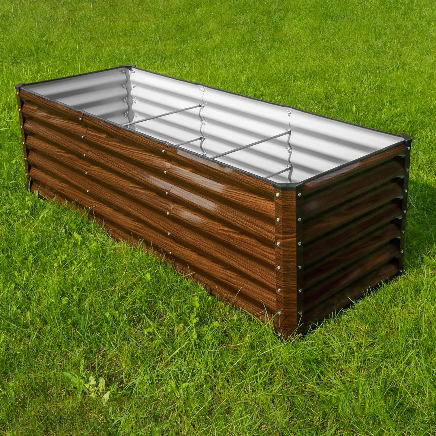 SnugNiture 6x2x2FT Galvanized Raised Garden Bed Kit, Metal Planter Box for Planting Plants Vegetables, Brown