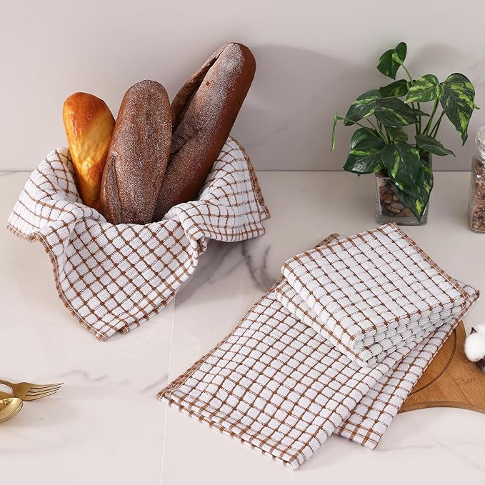 Homaxy Kitchen Towels and Dishcloths Set, 16 x 25 and 12 x 12 Inches, Super