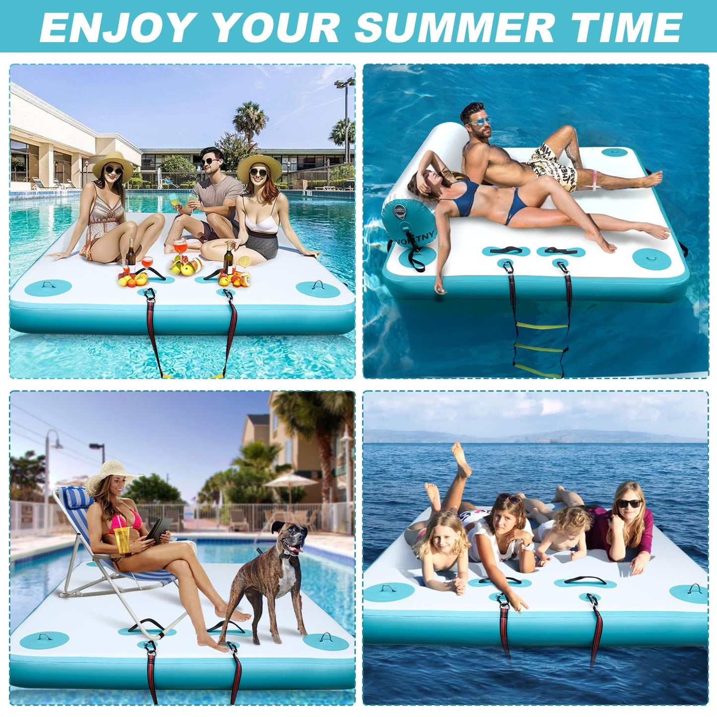VOFiTNY Inflatable Floating Dock with Electric Air Pump for Inflatable