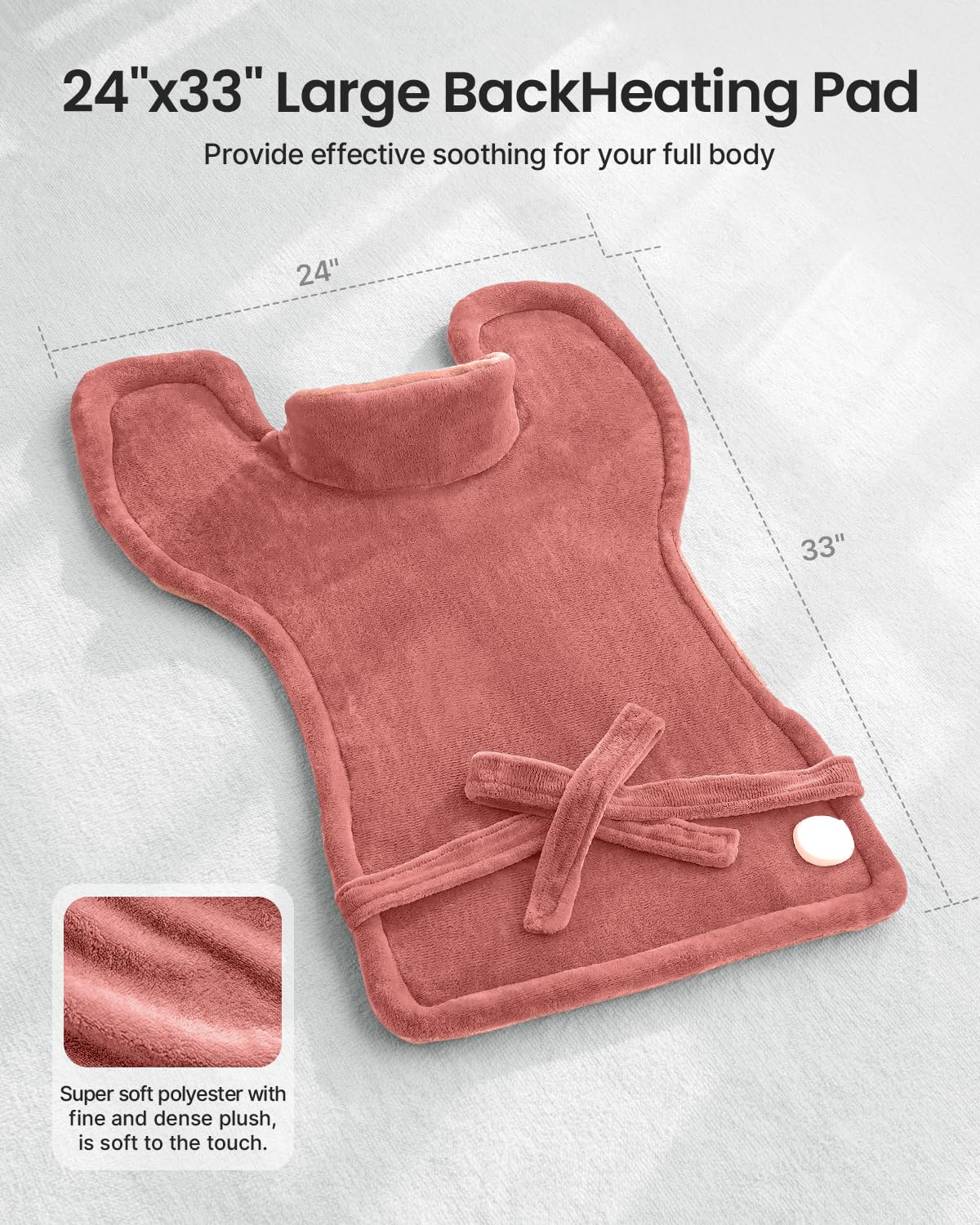 RENPHO Electric Heating Pad for Back Pain Relief, Birthday Christmas Gifts for Women Men Mom Dad Elderly, FSA Eligible Items Only List, Large Heat Pad for Neck Shoulders, 24"x33", ETL Certified, Gray