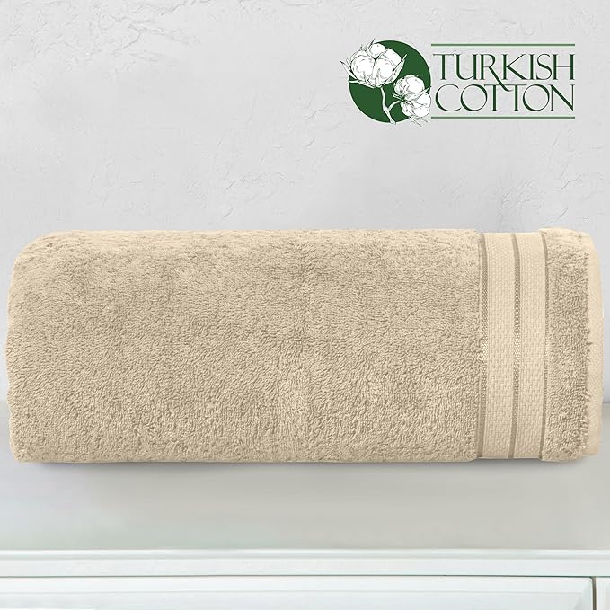 Elegant Comfort Three Line Popcorn Extra Large Luxury Bath Towel