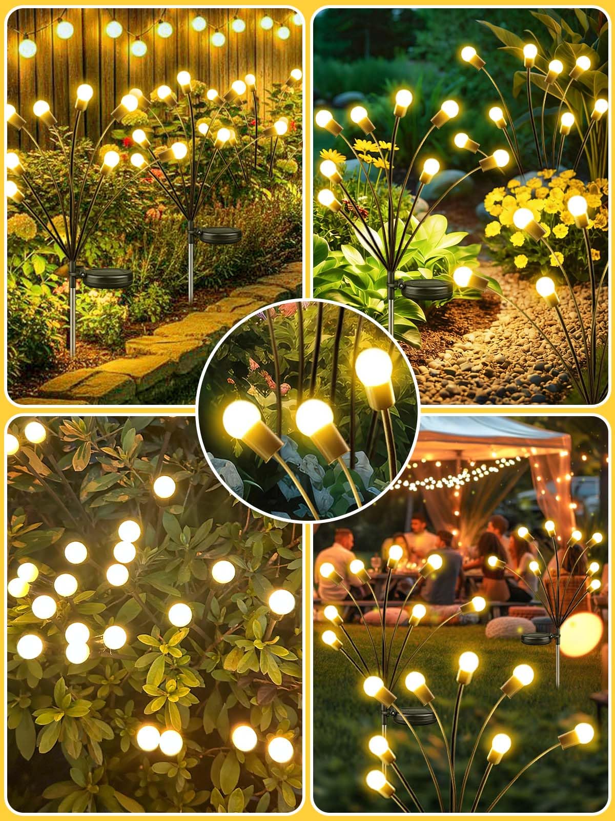 2026 Upgraded Solar Lights Outdoor, 6 Pack Solar Garden Lights with 2 Modes, Firefly Lights Outdoor Waterproof, Sway by Wind, Twinkle Firefly Light for Yard Patio Path Garden Decoration (Warm White)