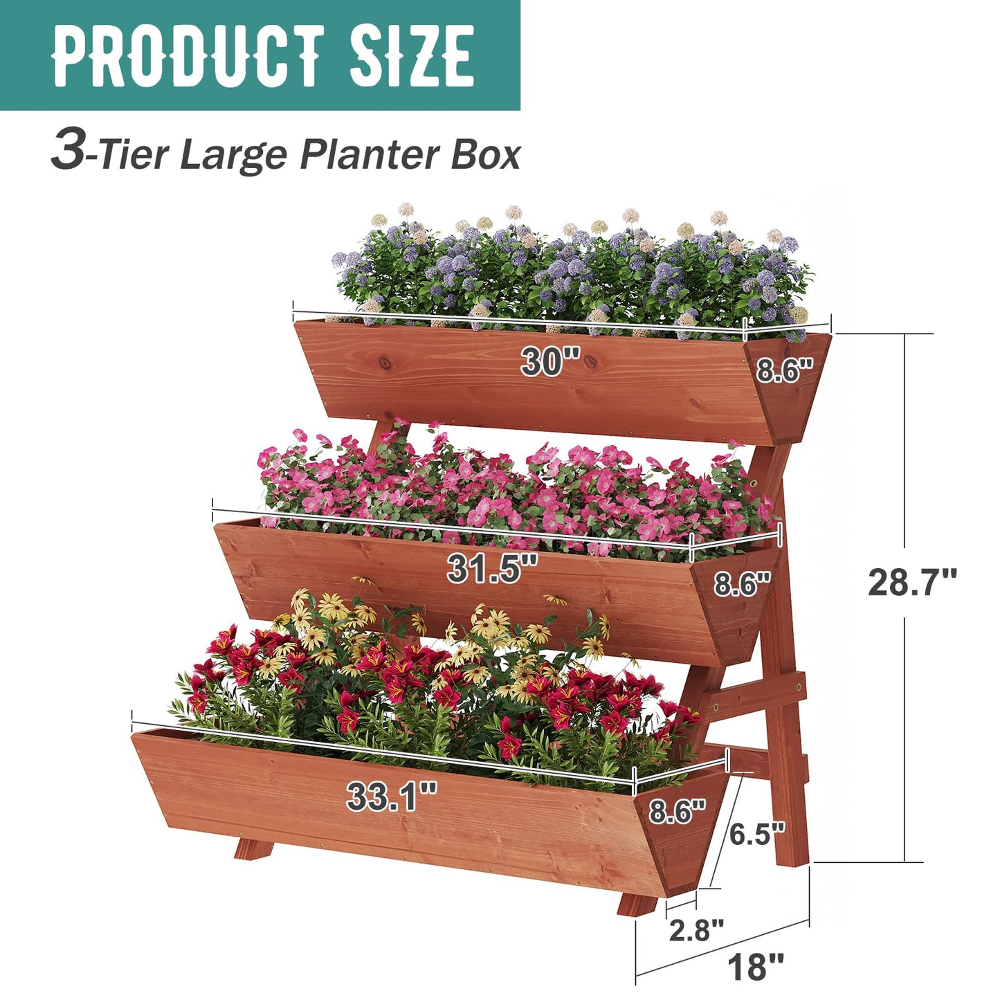 viewcare Raised Garden Bed, 3 Tier Vertical Garden Planter for Indoor & Outdoor, Raised Planter Box with Legs, Garden Planter Box for Flowers/Vegetables/Plants