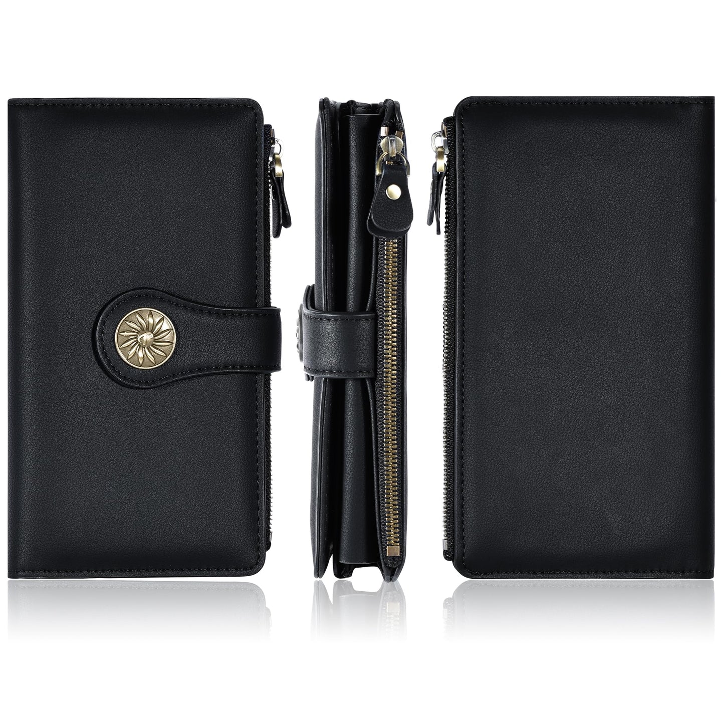 Travelambo Women's Wallet RFID Blocking Trifold Clutch Large Capacity Credit Card Holder Travel Purse