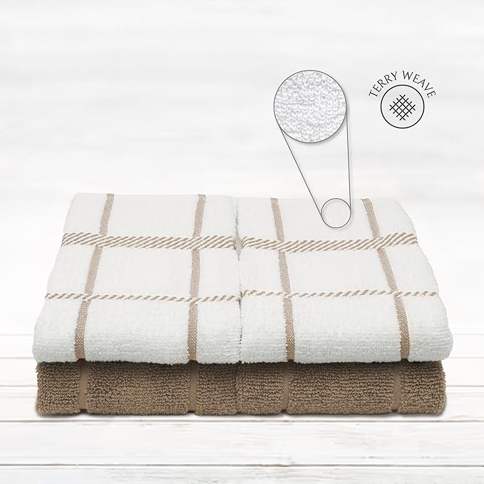 100% Cotton Terry Dish Towels, 4 pack16 x26 Inches, Super Soft and Absorbent