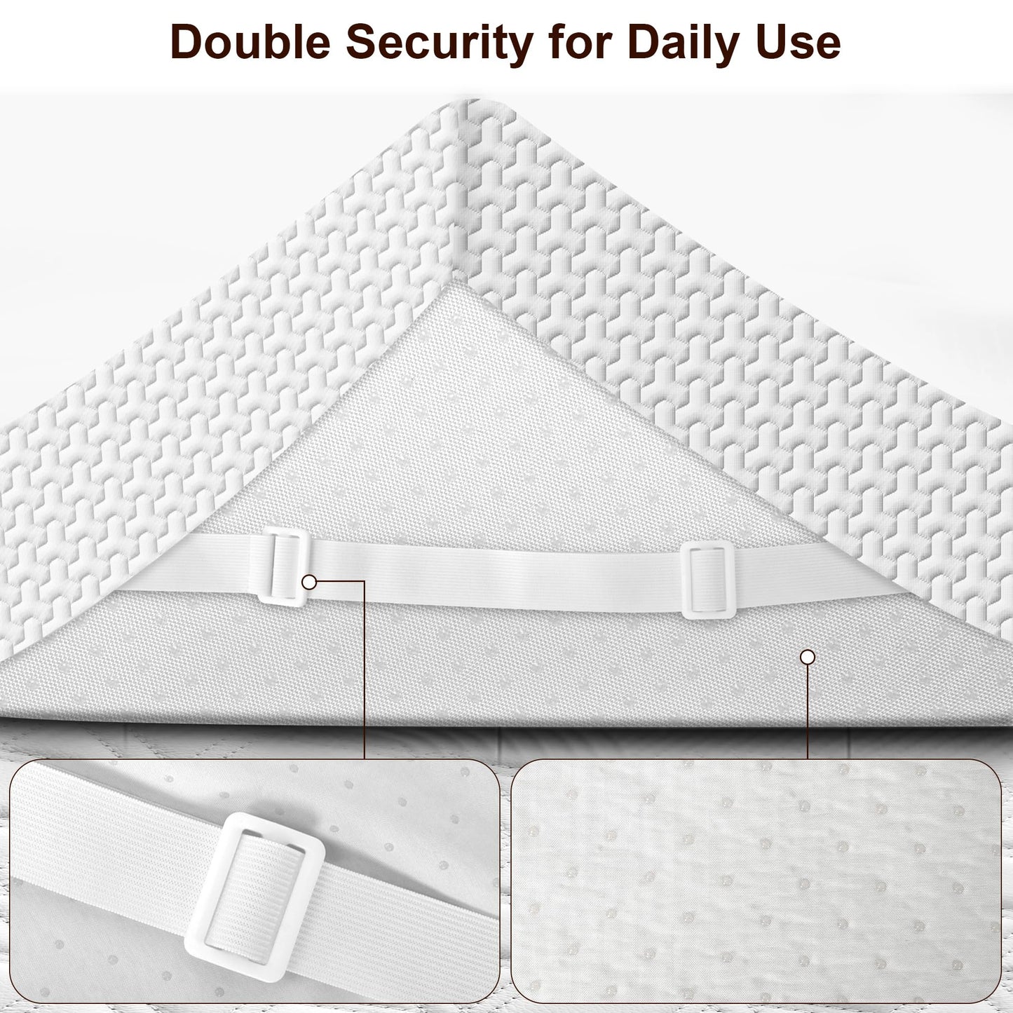 Slumbrae Bamboo Rayon Mattress Topper Cover Twin | Extends Topper Life | Anti-Slip Bottom & Adjustable Straps | 3-4 Inch Memory Foam Protector | Ideal for Dorm & Kids Beds | NOT Waterproof