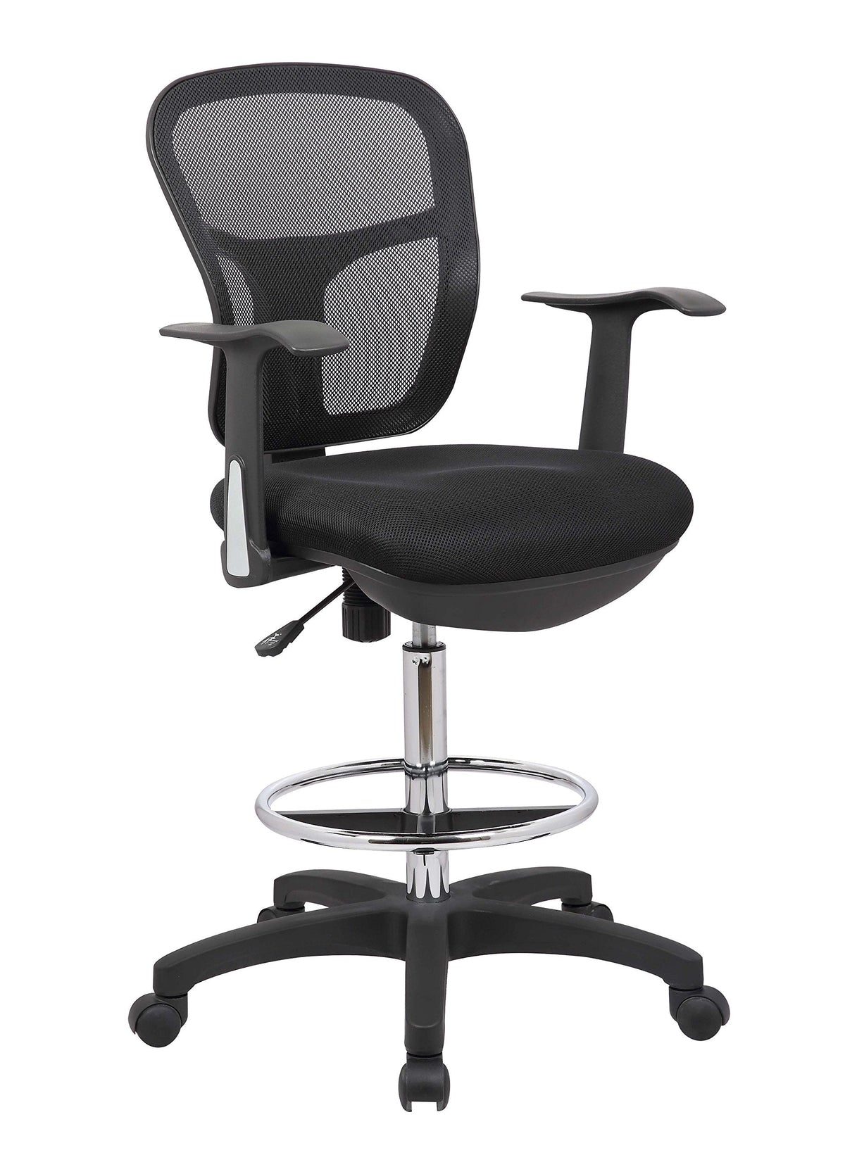 OfficeFactor Drafting Chair Tall Office Chair with Arms Executive Ergonomic Standing Desk Chair with Anti Scratch Wheels and Footrest