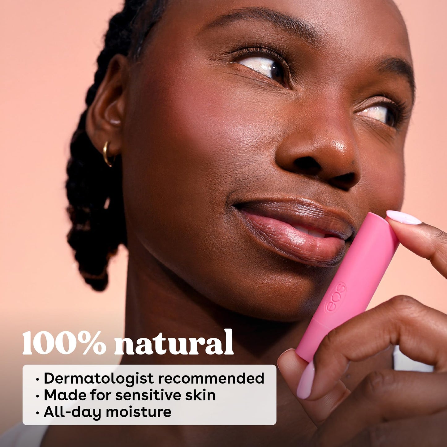eos 100% Natural & Organic Lip Balm- Strawberry Sorbet, All-Day Moisture, Dermatologist Recommended for Sensitive Skin, Lip Care Products, 0.25 oz