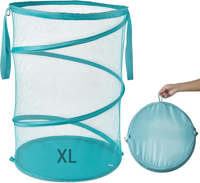Seiritex Mesh Popup Laundry Hamper 115L Collapsible Laundry Basket No Lid Extra