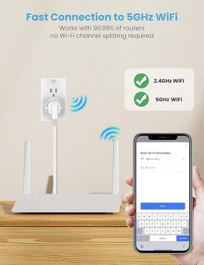 Eightree Smart Plug 5GHz & 2.4GHz, Smart Outlet WiFi Socket with APP Remote Control, Compatible with Alexa & Google Home, 4 Packs