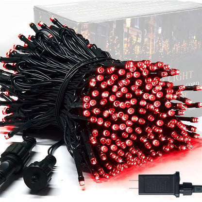 JMEXSUSS 250 LED Red Christmas Lights Indoor Outdoor Waterproof with 8 Modes, 91.5ft Expandable Red String Lights for Bedroom Tree Patio Garden Party Holiday Decorations