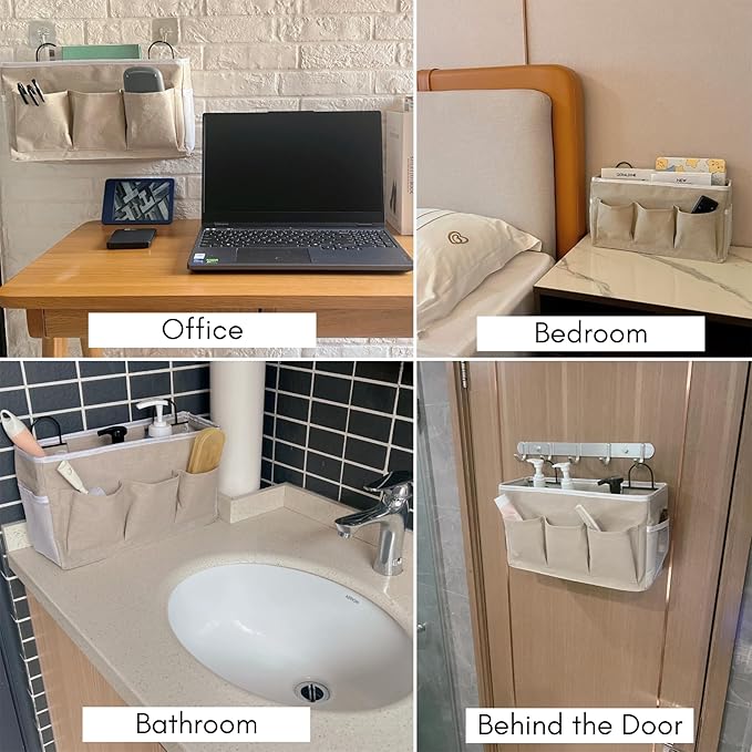 2pcs Light-Style Wall Hanging Storage Bag, Linen Fabric Door Hanging Organizer
