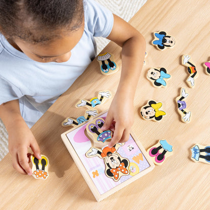 Melissa & Doug Disney Minnie Mouse Dress-Up Puzzle, 18 Pieces Mix and Match Outfits, Sorting & Matching Toy with Storage Case, Educational Puzzle for Toddlers Ages 3+