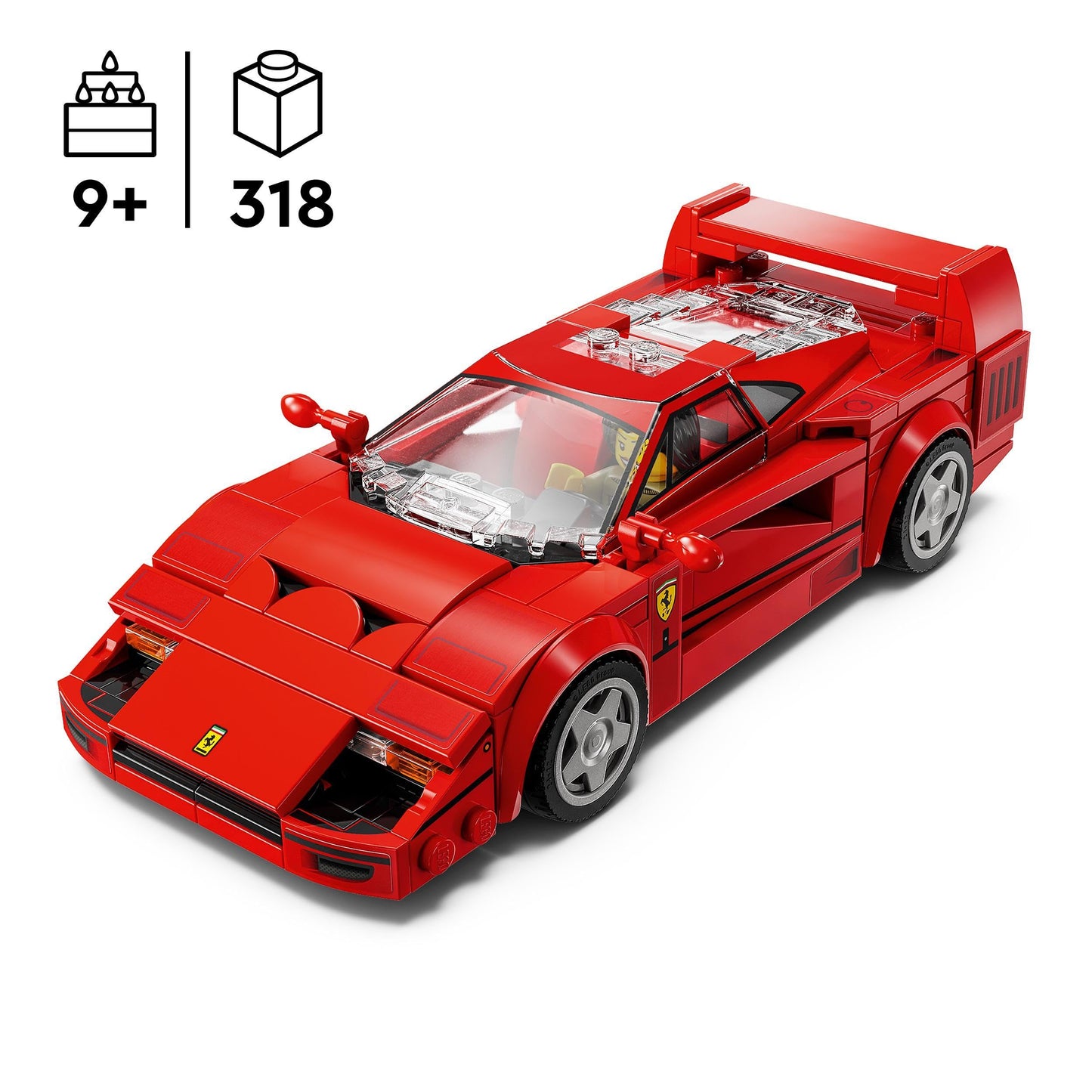 LEGO Speed Champions Ferrari F40 Supercar Buildable Vehicle, Toy Model Car for 9 Plus Year Old Boys and Girls, with Driver Minifigure, Kids' Bedroom Decoration, Gift Idea 76934