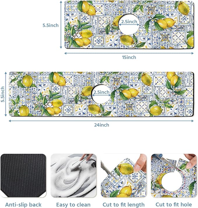 Patterned Sink Faucet Mat Kitchen Splash Guard Super Absorbent Drying Mat
