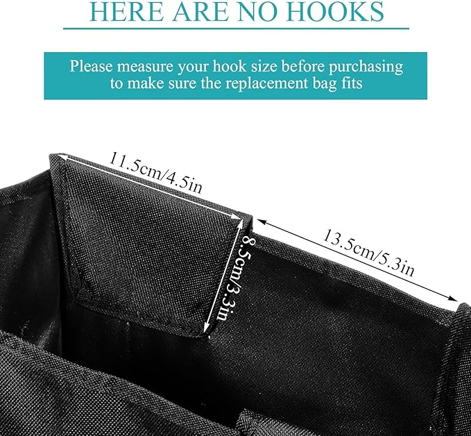 3 Pcs Black Hypotenuse Laundry Sorter Replacement Bags Hamper Cart Removable