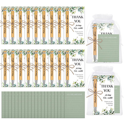 woric 20 Set Employee Appreciation Gifts Bulk Thank You Gifts with Bamboo Thank You Pens Inspirational Sticky Notes and Cards Easter Gift for Staff Volunteer Team Office Coworker Teachers