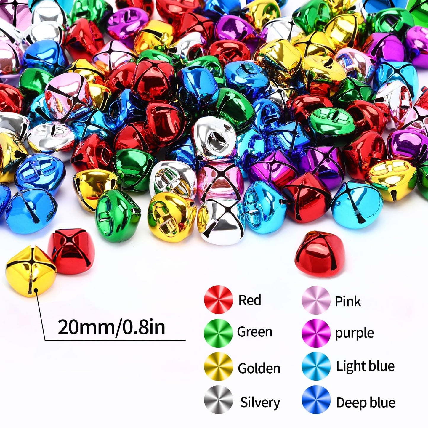 Augshy 4/5 Inch Jingle Bells for Crafts,120 Pcs Small Christmas Tiny Bell