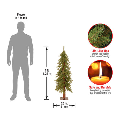 National Tree Company 4 ft Unlit Hickory Cedar Mini Artificial Christmas Tree, 225 Tips, Metal Plate Base, Green