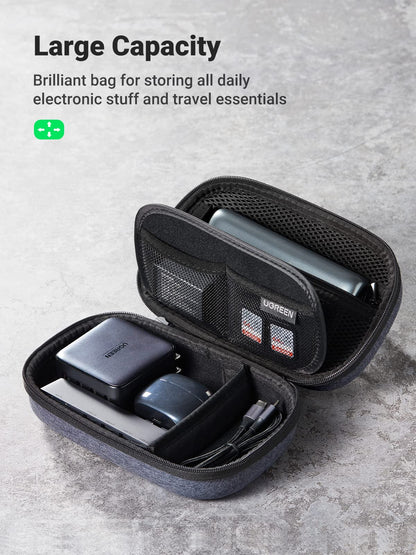 UGREEN Electronic Organizer Travel Case Pouch Bag Accessories Portable Waterproof Storage Bag Travel Essentials with Cable USB Flash Drive Charger External Battery Memory Card, Space Grey