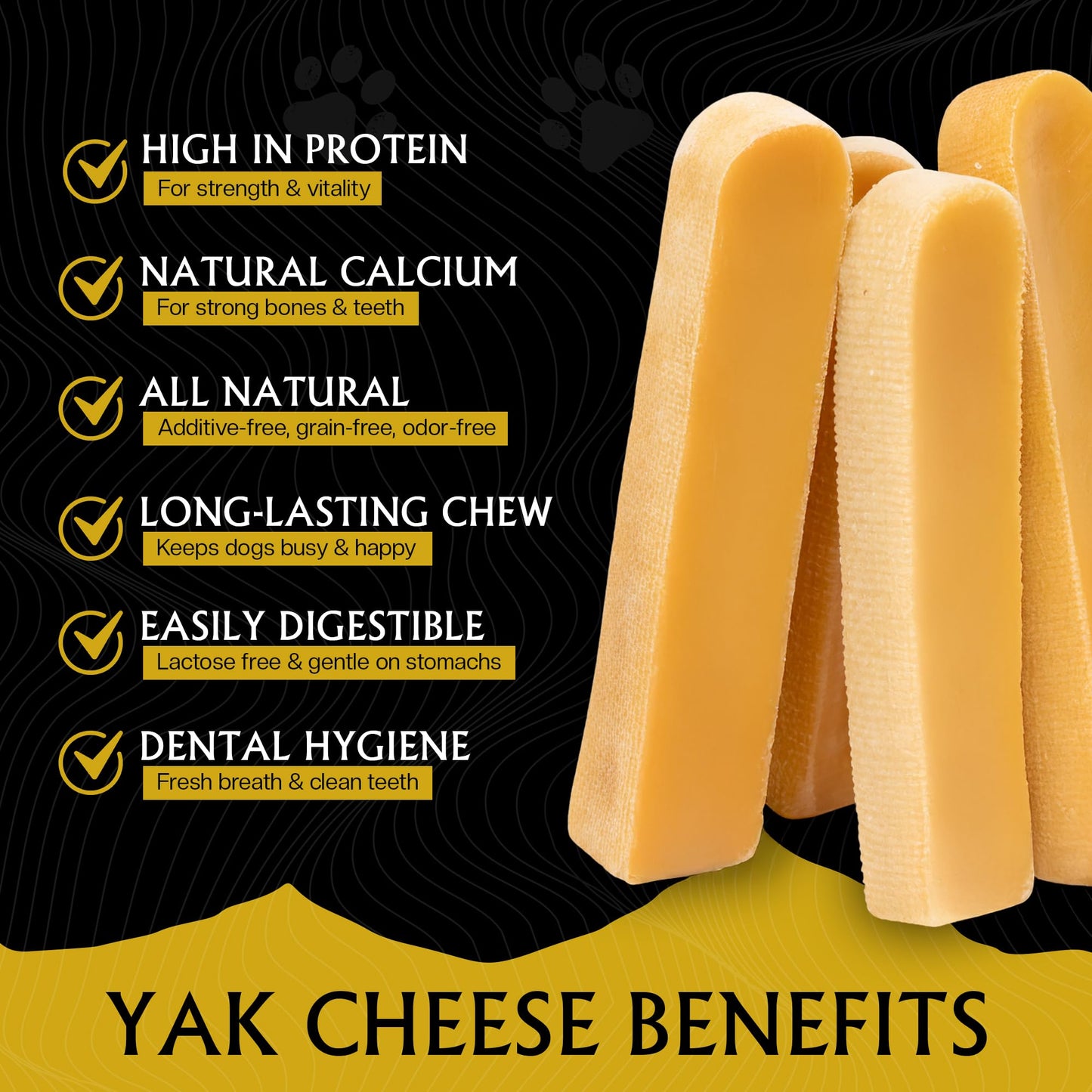 CHILLUV Himalayan Yak Cheese Dog Chews - All Natural, Long Lasting, High Protein, Odor-Free, Grain & Lactose Free, Healthy Dental Treats for Aggressive Chewers (Small - 4 Chews, Original)